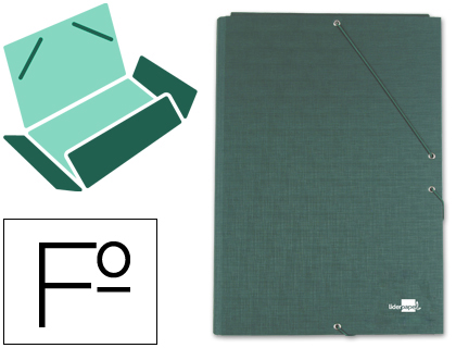 Carpeta de cartón forrado con tres solapas Folio verde Liderpapel