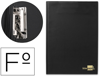 Carpeta negra símil piel con miniclip metálico lateral Folio