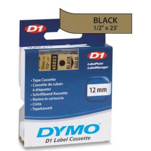 Cinta de rotuladora Dymo D1 negro-oro 12 mm x 7 m