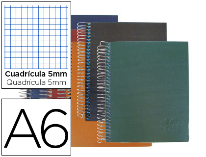 Cuaderno de espiral A6 cuadriculado microperforado tapa dura 140 hojas Ozono