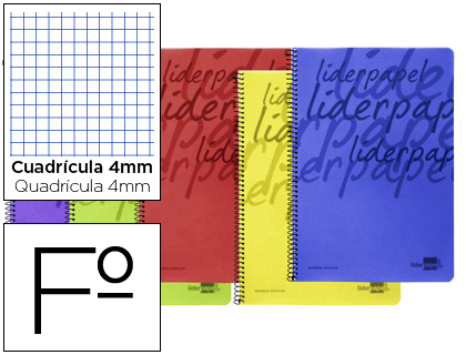 Cuaderno de espiral Folio cuadriculado tapa plástico 80 hojas