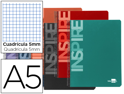 Cuaderno de espiral microperforado 1/4 cuadriculado tapa dura 160 hojas