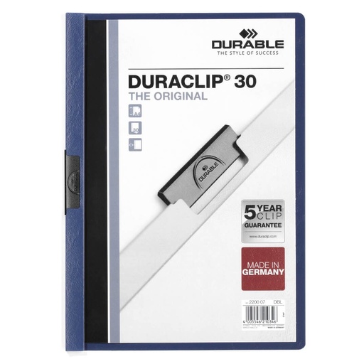 Dossier clip lateral A4 azul para 30 hojas Duraclip