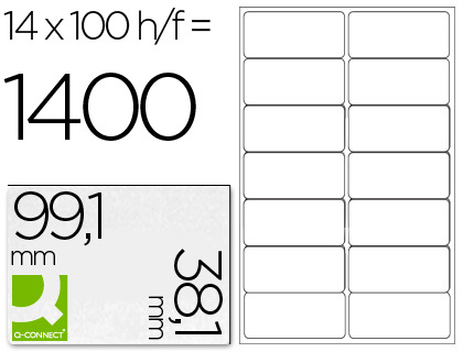 Etiquetas adhesivas con cantos romos 99 x 38 mm.