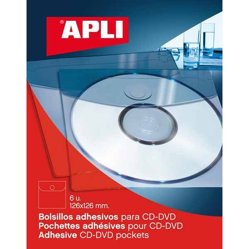 Fundas para CD adhesivas Apli (Pack 6)