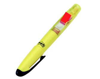 Marcador fluorescente Post-it Index amarillo con dispensador de banderitas