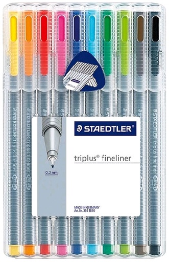Rotuladores de 10 colores Triplus Fineliner Staedtler
