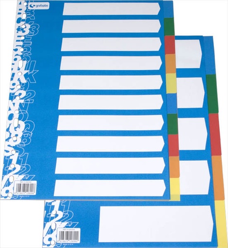 Separadores de plástico de colores 5 hojas Folio