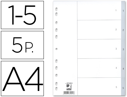 Separadores de plástico numerados 1-5 A4