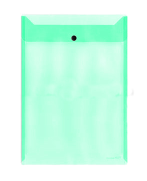 Sobre de plástico A4 con broche verde vertical