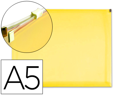Sobre de plástico A5 con cremallera amarillo