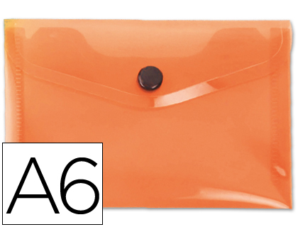 Sobre de plástico A6 con broche naranja