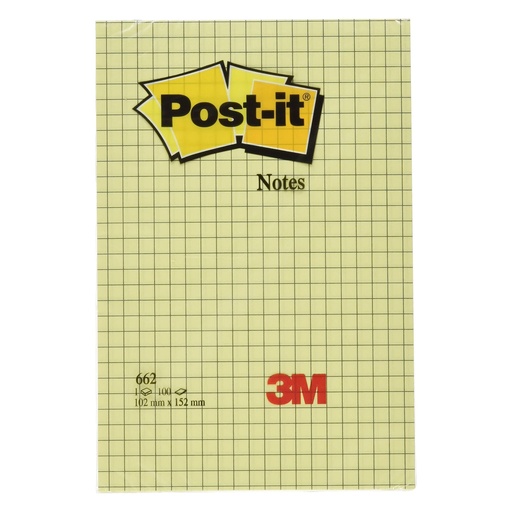 Taco de 100 notas adhesivas cuadriculadas 102 x 152 mm Post-it