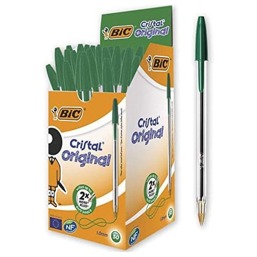 Bolígrafos Bic Cristal verde (Caja 50)