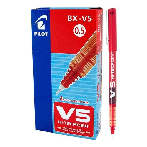 Bolígrafos roller Pilot V5 Hi-Tecpoint rojo (Caja de 12)