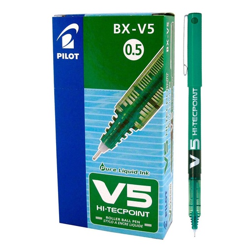Bolígrafos roller Pilot V5 Hi-Tecpoint verde (Caja de 12)