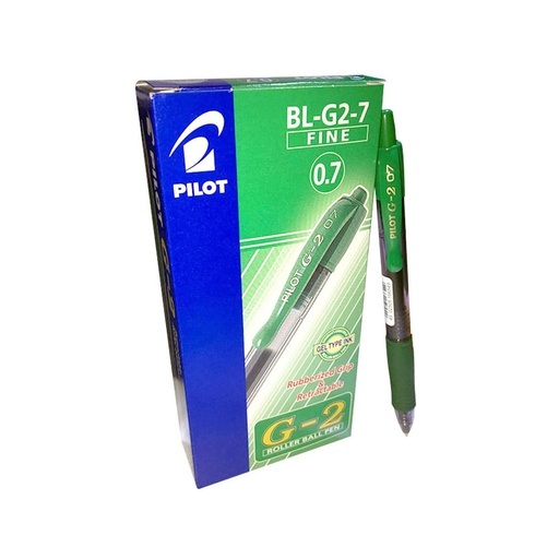 Bolígrafos retráctiles Pilot G-2 0.7 verde (Caja de 12)