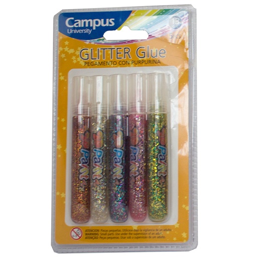 Purpurina con pegamento de colores con estrellas metalizadas (5 lápices de 13 g) (
